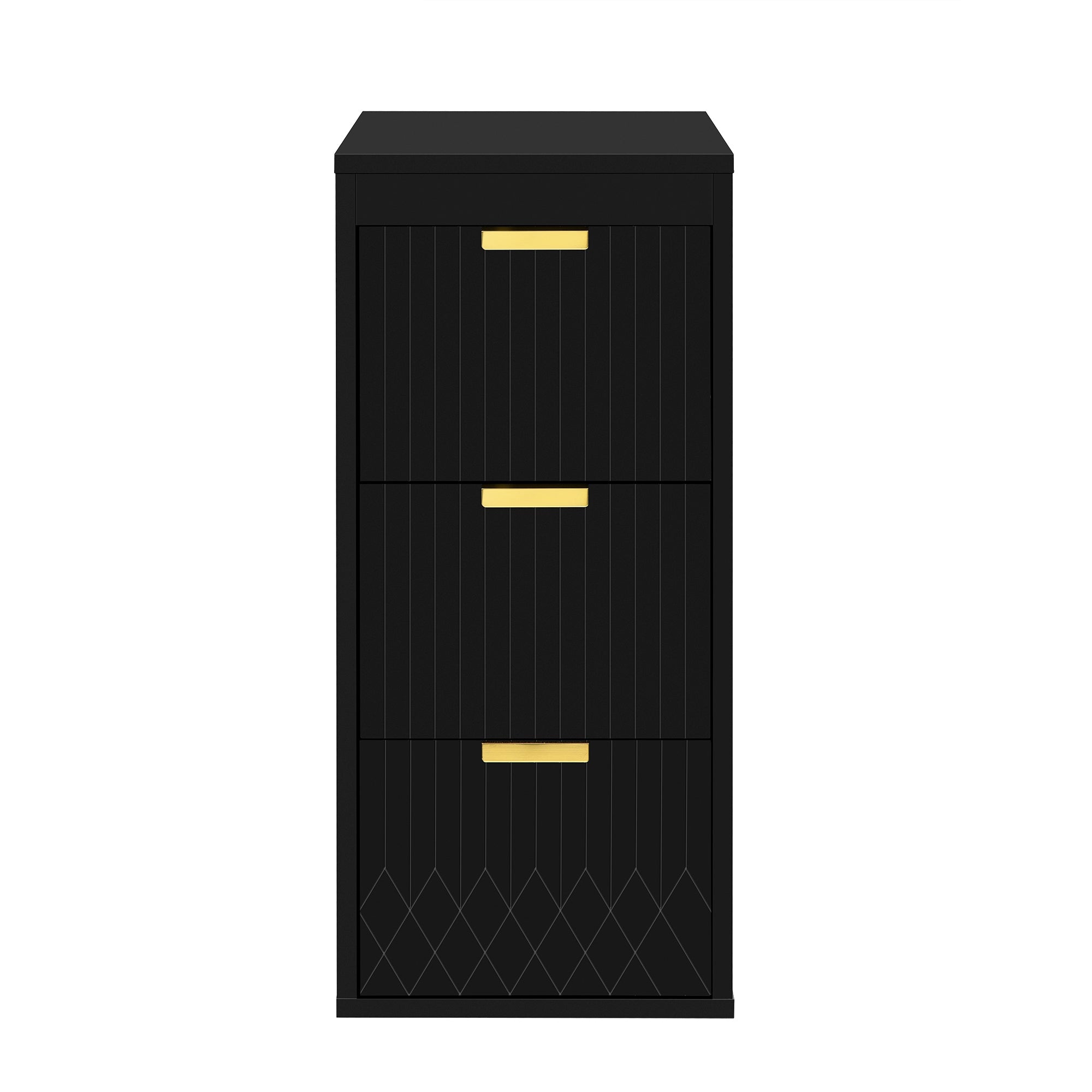 VanityFus Black 12-in W x 26.3-in H x 17.7-in D 3-Drawer Wall-mount Cabinet Banks